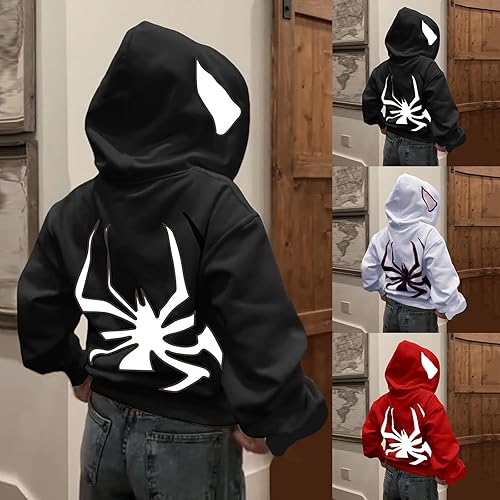 ZENMANCHEN Y2k Hoodie Men Spider Full Zip Hoodie Jacket Hip Hop